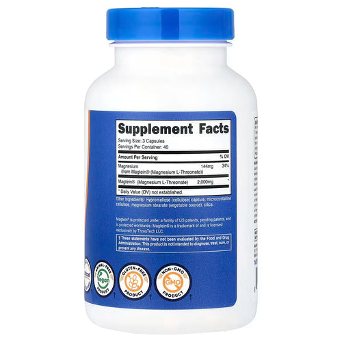 Nutricost Magtein Magnesio L-Treonato 2000mg - 120 Cápsulas