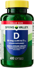 Spring Valley Vitamina D3 2000 IU - 400 Softgels