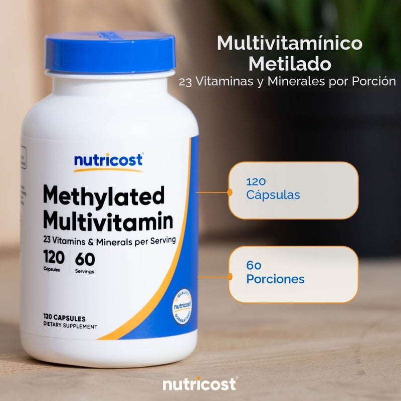 Nutricost Multivitamínico metilado 120 cápsulas, 60 porciones - 23 vitaminas y minerales por porción