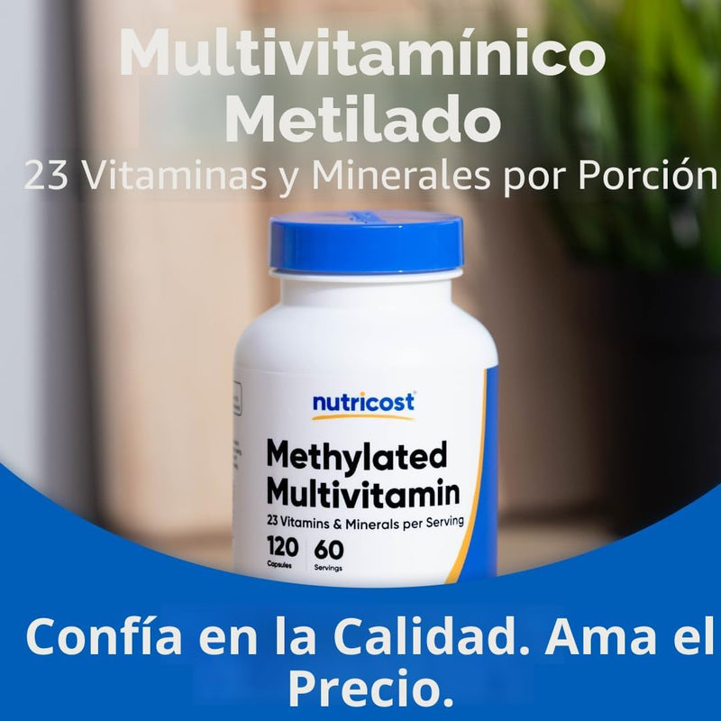 Nutricost Multivitamínico metilado 120 cápsulas, 60 porciones - 23 vitaminas y minerales por porción