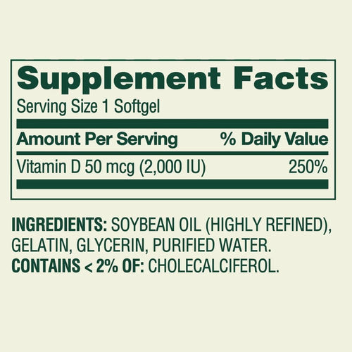 Spring Valley Vitamina D3 2000 IU - 400 Softgels