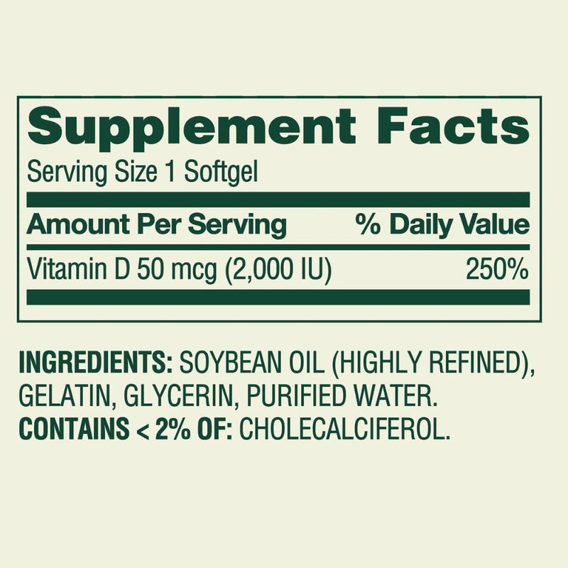 Spring Valley Vitamina D3 2000 IU - 400 Softgels