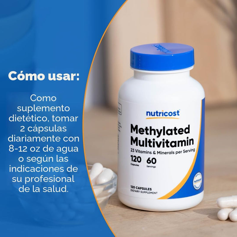 Nutricost Multivitamínico metilado 120 cápsulas, 60 porciones - 23 vitaminas y minerales por porción