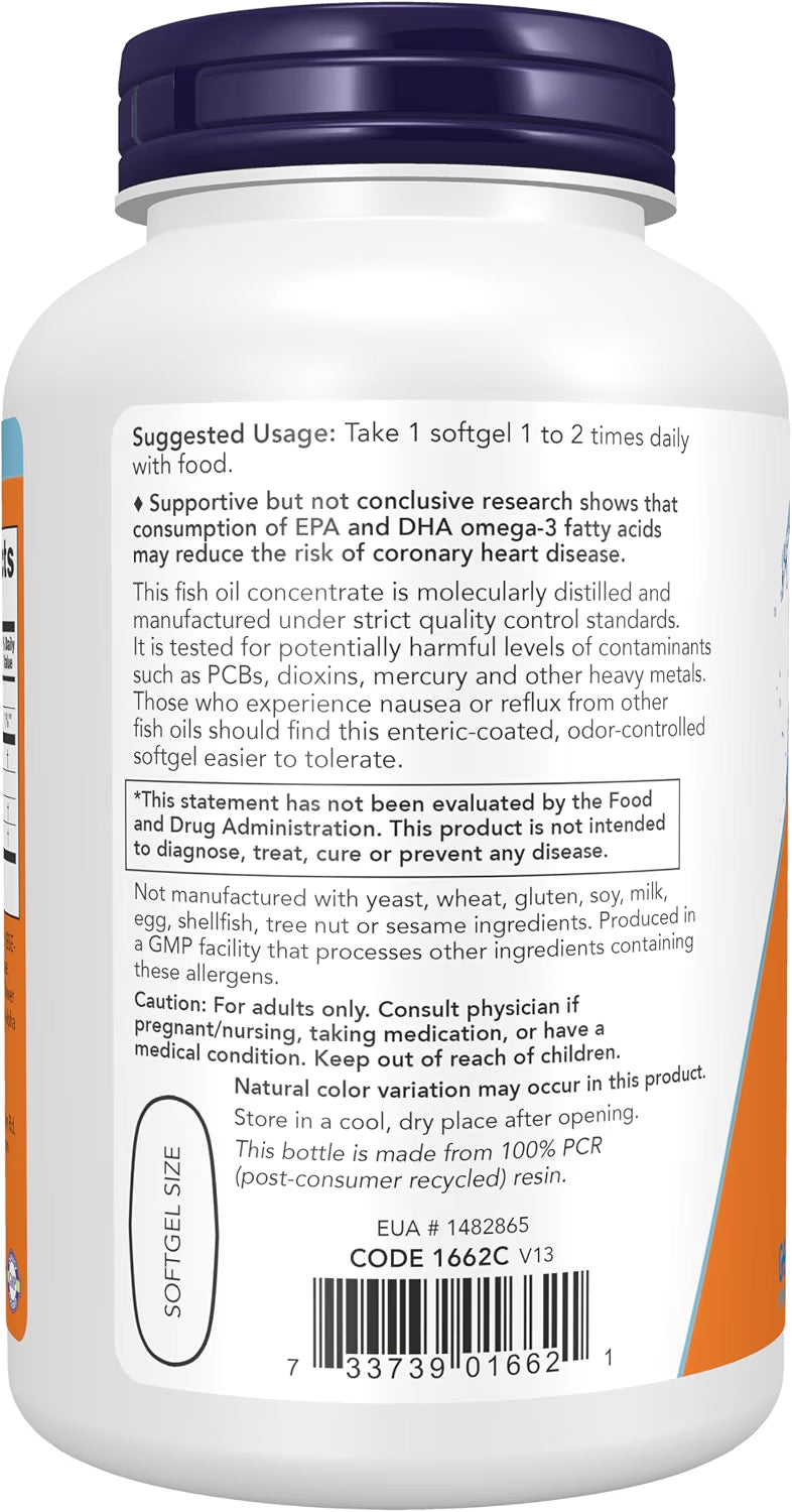 NOW Ultra Omega-3 500 EPA / 250 DHA - 180 Cápsulas