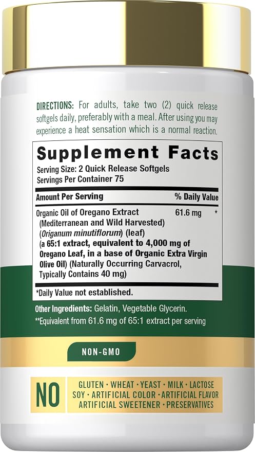 Carlyle Aceite de Orégano 4000mg (40mg Carvacrol) - 150 Cápsulas