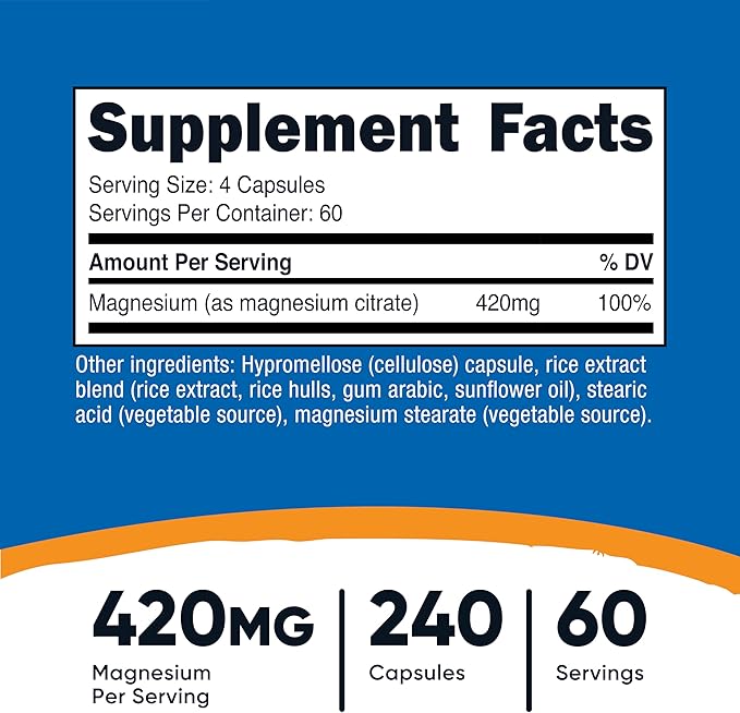 Nutricost Magnesio Citrato 420mg - 240 Cápsulas