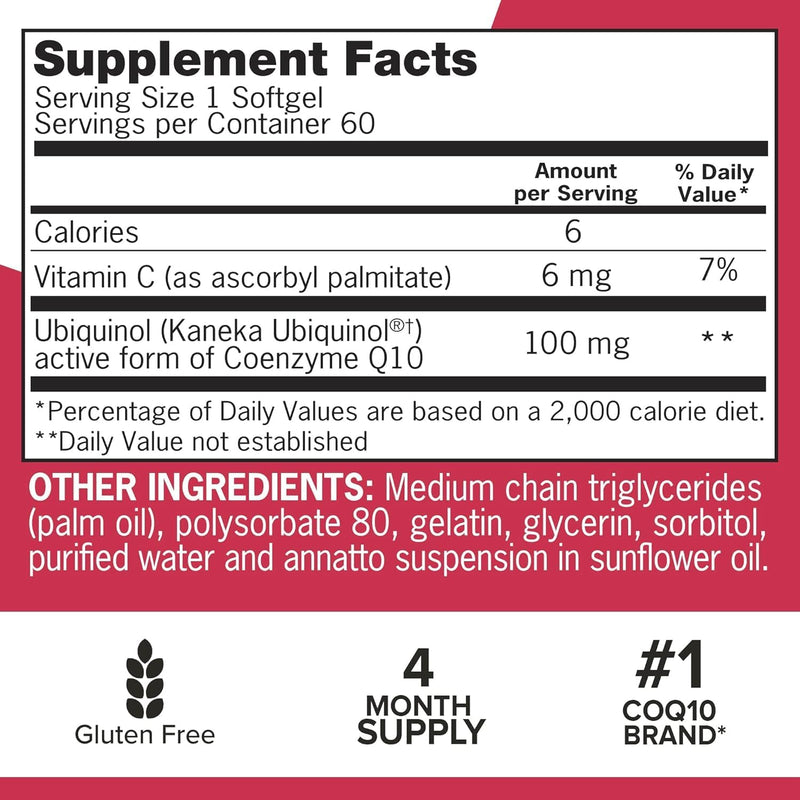 Qunol Mega CoQ10 Ubiquinol - 60 Cápsulas