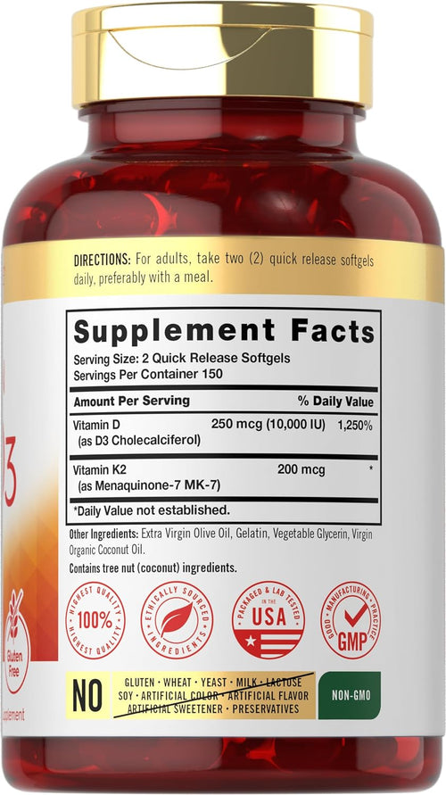 Carlyle Vitamina K2 + D3 - 300 Cápsulas
