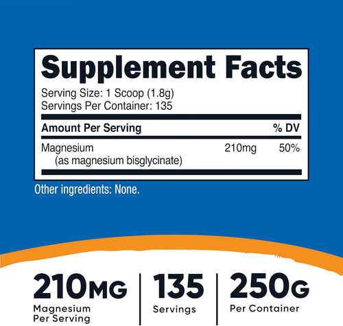 Nutricost Magnesio Bisglicinato en Polvo - 250g