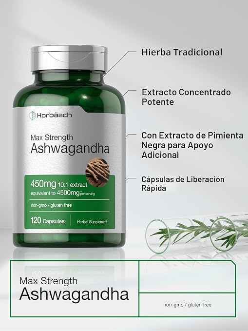 Horbaach Ashwagandha Máxima Potencia 4500mg - 120 Cápsulas