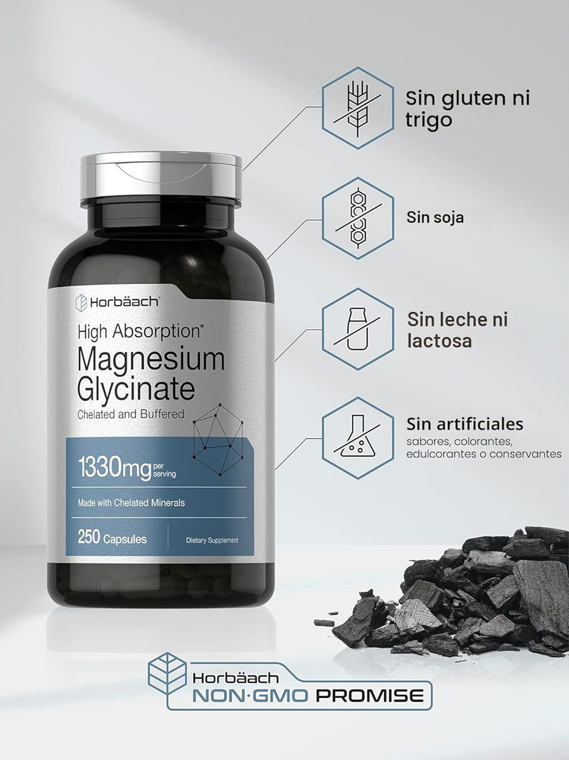 Horbaach Magnesio Glicinato 1330mg - 250 Cápsulas
