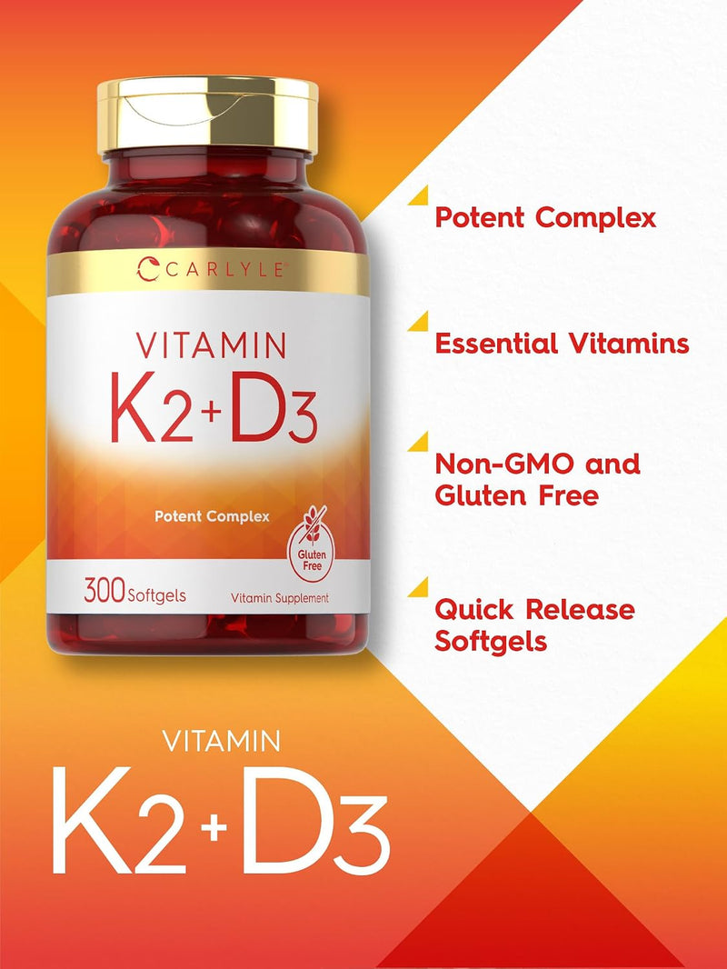Carlyle Vitamina K2 + D3 - 300 Cápsulas