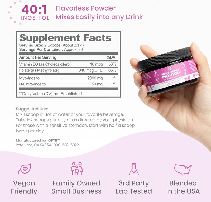 Optify Myo & D-Chiro Inositol en Polvo - 63g