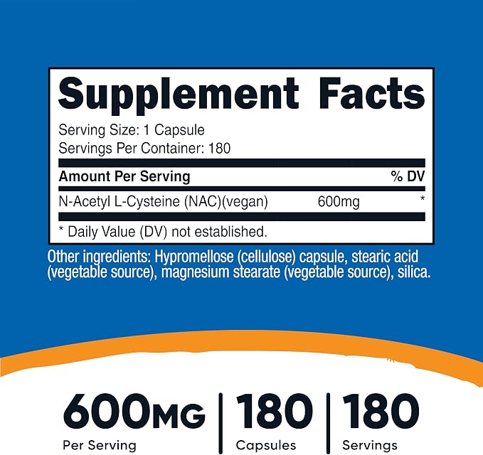 Nutricost NAC 600mg - 180 Cápsulas