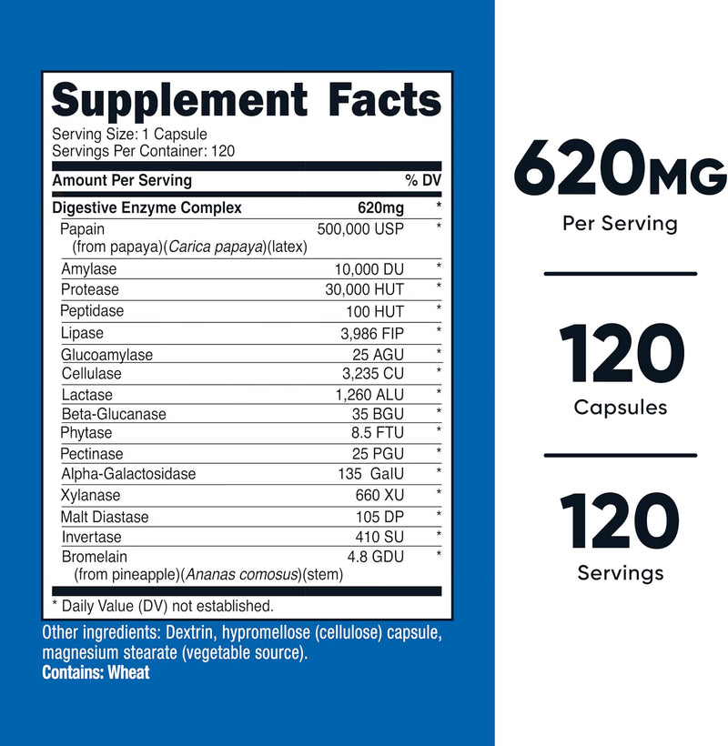 Nutricost Enzimas Digestivas - 120 Cápsulas