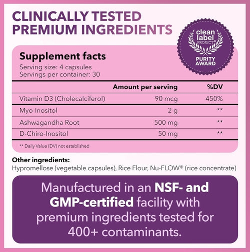 Intimate Rose Myo & D-Chiro Inositol + Vitamina D y Ashwagandha - 120 Cápsulas