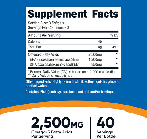 Nutricost Omega 3 2500mg - 120 Cápsulas
