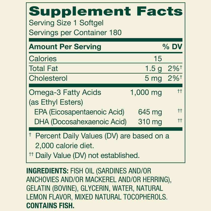 Spring Valley Omega-3 1000mg - 180 Softgels