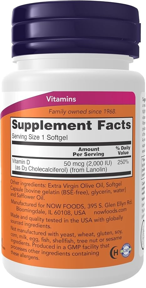 NOW Vitamina D3 2000 IU - 30 Softgels