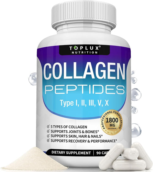 Toplux Collagen Peptides 5 Tipos 1800mg - 90 Cápsulas
