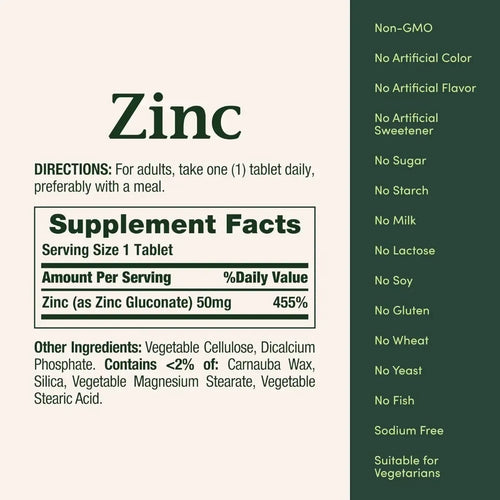 Nature's Bounty Zinc 50mg - 100 Tabletas