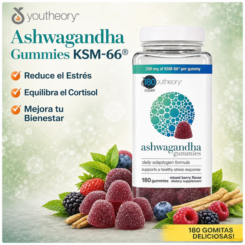 Youtheory Ashwagandha KSM-66 200mg - 180 Gomitas