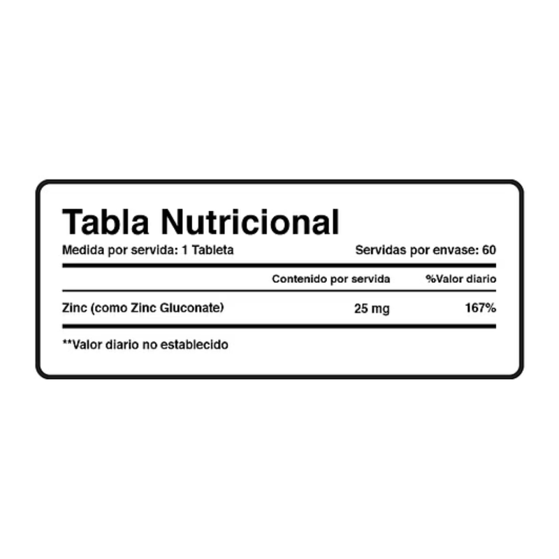 Xtralife GLUCONATO DE ZINC 60TABLETAS
