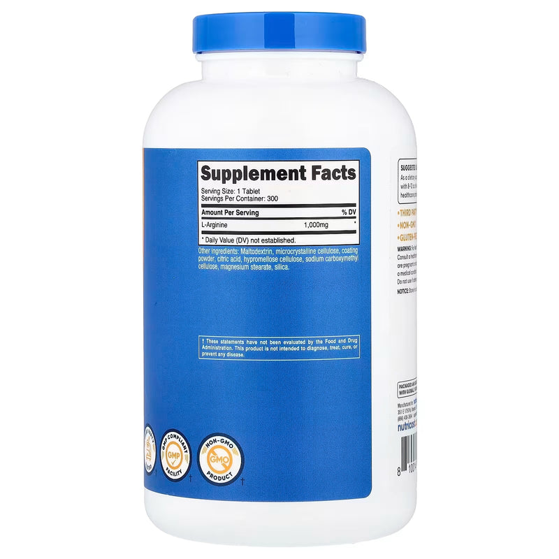 Nutricost L-Arginina 1000mg - 300 Tabletas